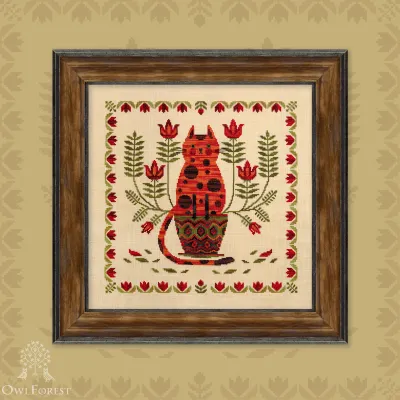 Printed embroidery chart “The Cat and the Flouriculture”
