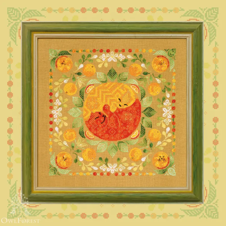 Digital embroidery chart “Tangerine Cats”