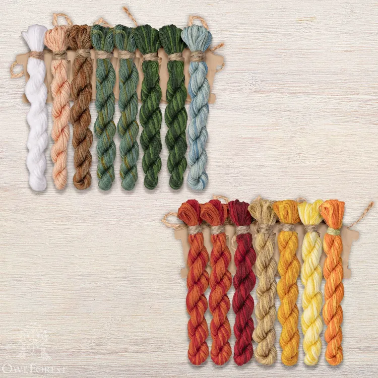 Set of OwlForest Hand-Dyed Threads for the “Fern Flower” Chart (DMC)