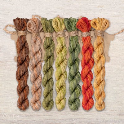 Set of OwlForest Hand-Dyed Threads for the “Owl Forest” Chart (DMC)