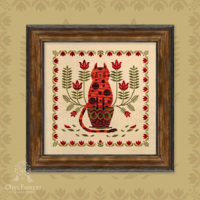 Digital embroidery chart “The Cat and the Flouriculture”