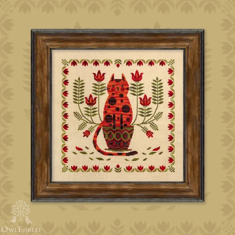 Digital embroidery chart “The Cat and the Flouriculture”
