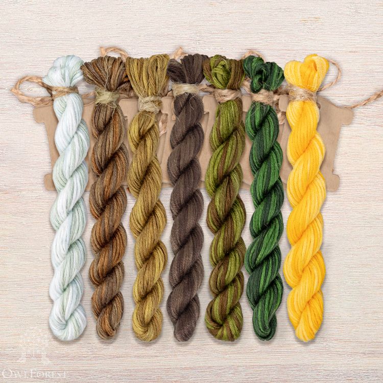 Set of OwlForest Hand-Dyed Threads for the “Backwater. Day” Chart (Thread Trade n.a. Kirov)