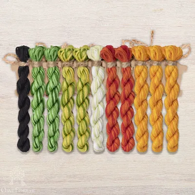 Set of OwlForest Hand-Dyed Threads for the “Tangerine Cats” Chart (DMC)