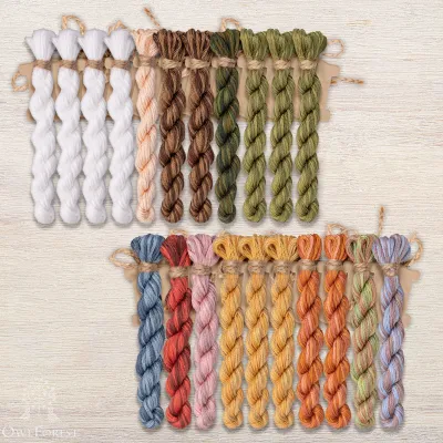 Set of OwlForest Hand-Dyed Threads for the “Noble Country Estate” Free Chart (DMC)