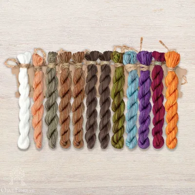 Set of OwlForest Hand-Dyed Threads for the “Nightingale the Robber's Hobby” Chart (Thread Trade n.a. Kirov)