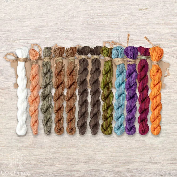 Set of OwlForest Hand-Dyed Threads for the “Nightingale the Robber's Hobby” Chart (Thread Trade n.a. Kirov)