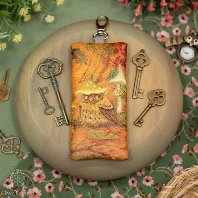 “Owl in Mushroom Cap” Key Case