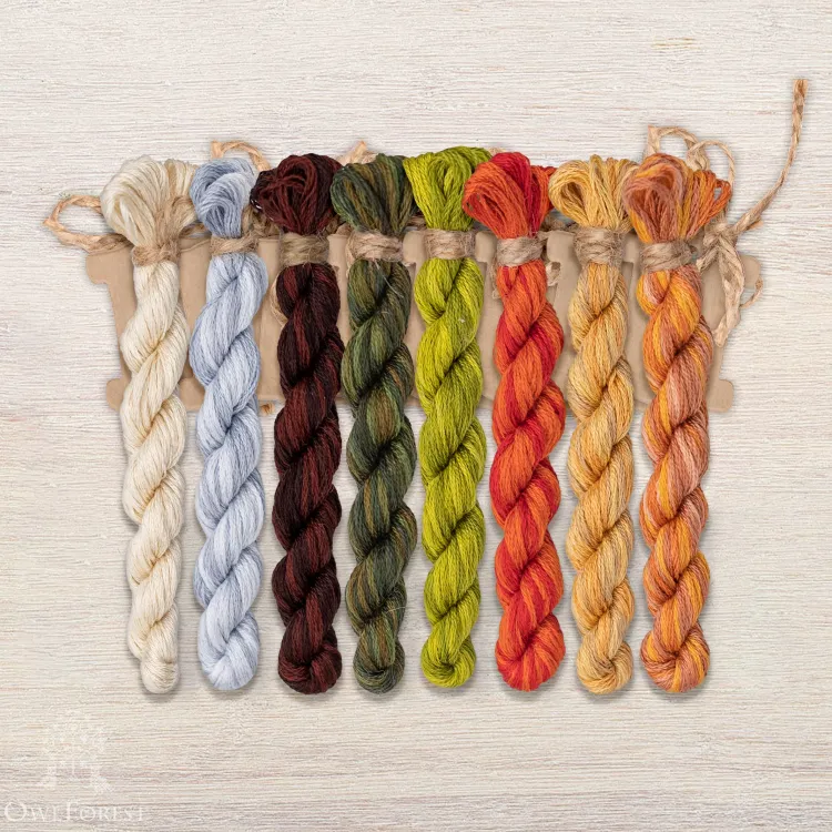 Set of OwlForest Hand-Dyed Threads for “The Little Wood Folk.  Mice” Chart (DMC)