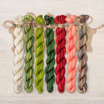 Set of OwlForest Hand-Dyed Threads for the “Lingonberry Summer” Chart (Thread Trade n.a. Kirov)