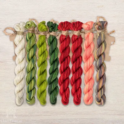 Set of OwlForest Hand-Dyed Threads for the “Lingonberry Summer” Chart (Thread Trade n.a. Kirov)