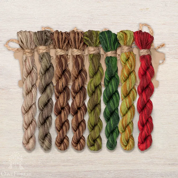 Set of OwlForest Hand-Dyed Threads for the “Wood Spirit” Chart (DMC)