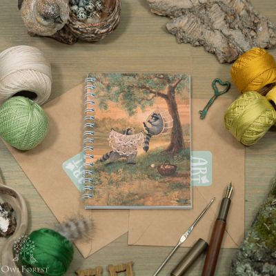 “Crocheting Raccoons” A6 Scribbling Pad 