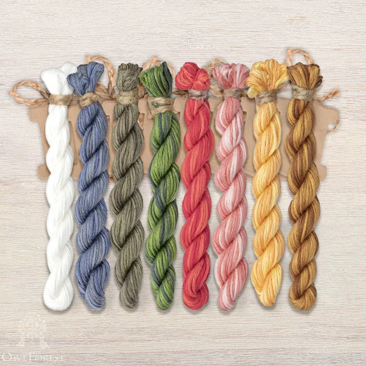 Set of OwlForest Hand-Dyed Threads for the “Speckled Hen” (Thread Trade n.a. Kirov)