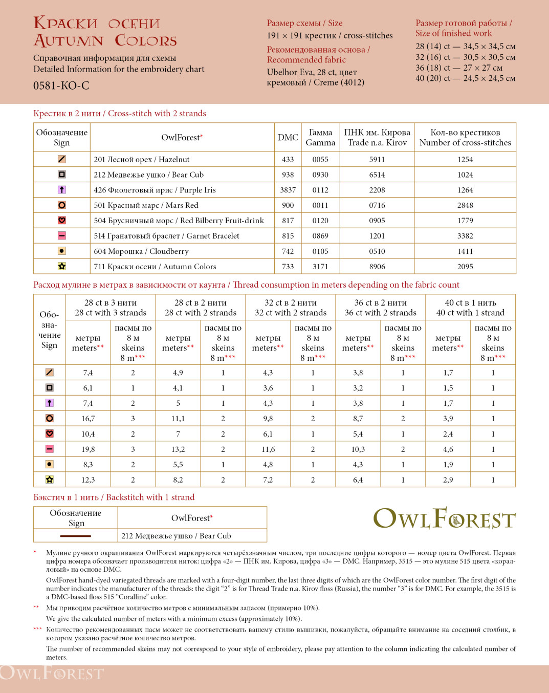 Digital embroidery chart “Autumn Colors” – Owlforest Embroidery
