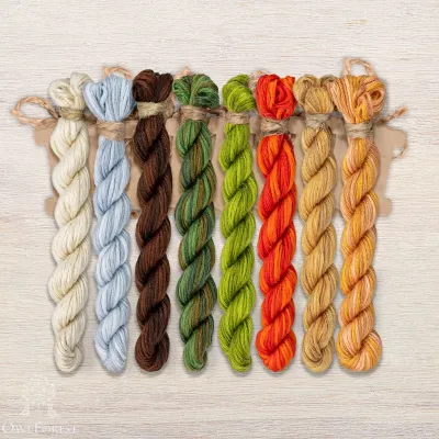 Set of OwlForest Hand-Dyed Threads for “The Little Wood Folk. Mice” Chart (Thread Trade n.a. Kirov) 