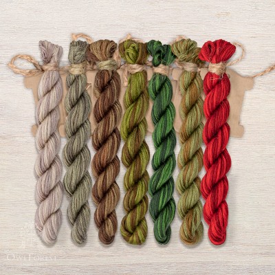 Set of OwlForest Hand-Dyed Threads for the “Wood Spirit” Chart (Thread Trade n.a. Kirov)