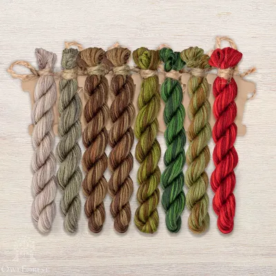 Set of OwlForest Hand-Dyed Threads for the “Wood Spirit” Chart (Thread Trade n.a. Kirov)