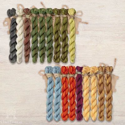 Set of OwlForest Hand-Dyed Threads for the “The Tops and the Roots” Chart (Thread Trade n.a. Kirov)