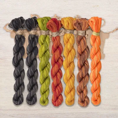 Set of OwlForest Hand-Dyed Threads for the “Faithful Friend” Chart (DMC)