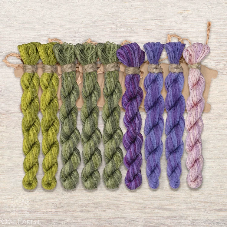 Set of OwlForest Hand-Dyed Threads for the “Vine Garden” (DMC) 