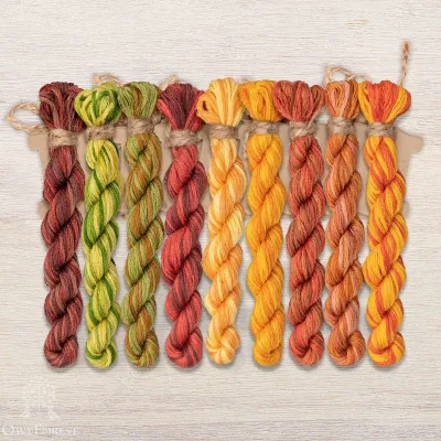 Set of OwlForest Hand-Dyed Threads for the “Autumn Still-life” Chart (DMC)
