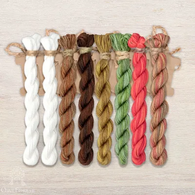 Set of OwlForest Hand-Dyed Threads for the “Lace Framed Birds. Crossbill Birds” Chart (Thread Trade n.a. Kirov)