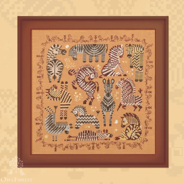 Printed embroidery chart “Striped zebras”