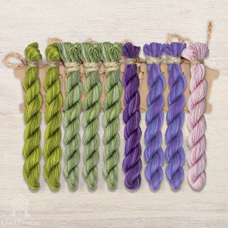 Set of OwlForest Hand-Dyed Threads for the “Vine Garden” (Thread Trade n.a. Kirov) 