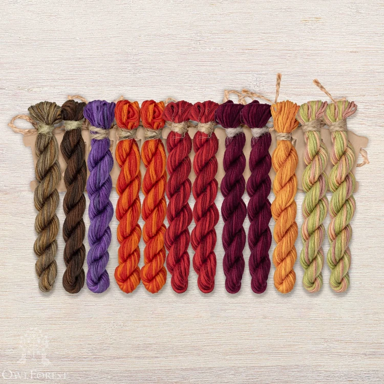 Set of OwlForest Hand-Dyed Threads for the “Autumn Colors” (Thread Trade n.a. Kirov) 
