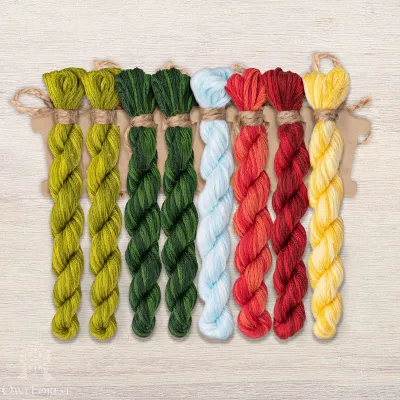 Set of OwlForest Hand-Dyed Threads for the “Strawberry Summer” Chart (DMC)