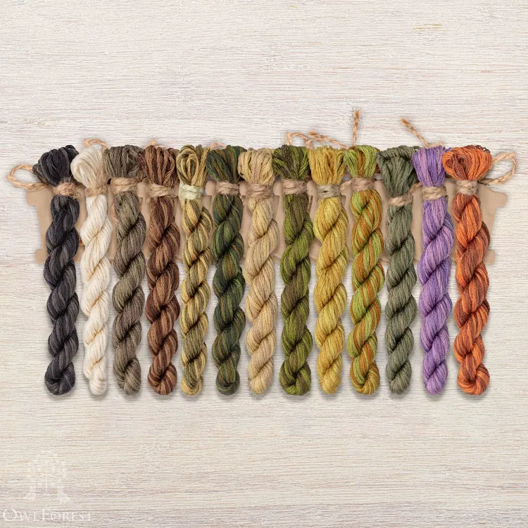 Set of OwlForest Hand-Dyed Threads for the “Bear Forest” Chart (DMC)