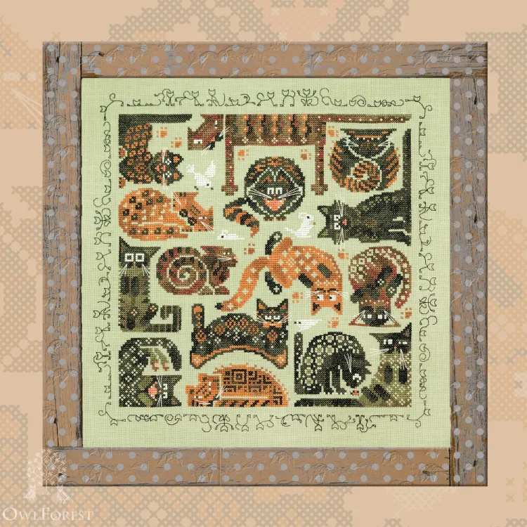 Printed embroidery chart “Fluffy Cats”