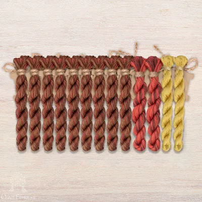 Set of OwlForest Hand-Dyed Threads for the “Under Lock and Key Sampler” Chart (DMC)