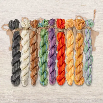 Set of OwlForest Hand-Dyed Threads for the “Goldfinches” Chart (Thread Trade n.a. Kirov)