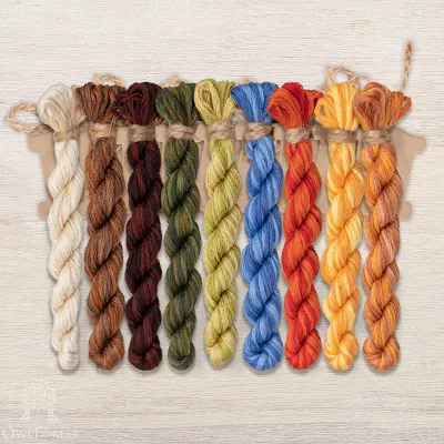 Set of OwlForest Hand-Dyed Threads for “The Little Wood Folk.  Ladybugs” Chart (DMC)