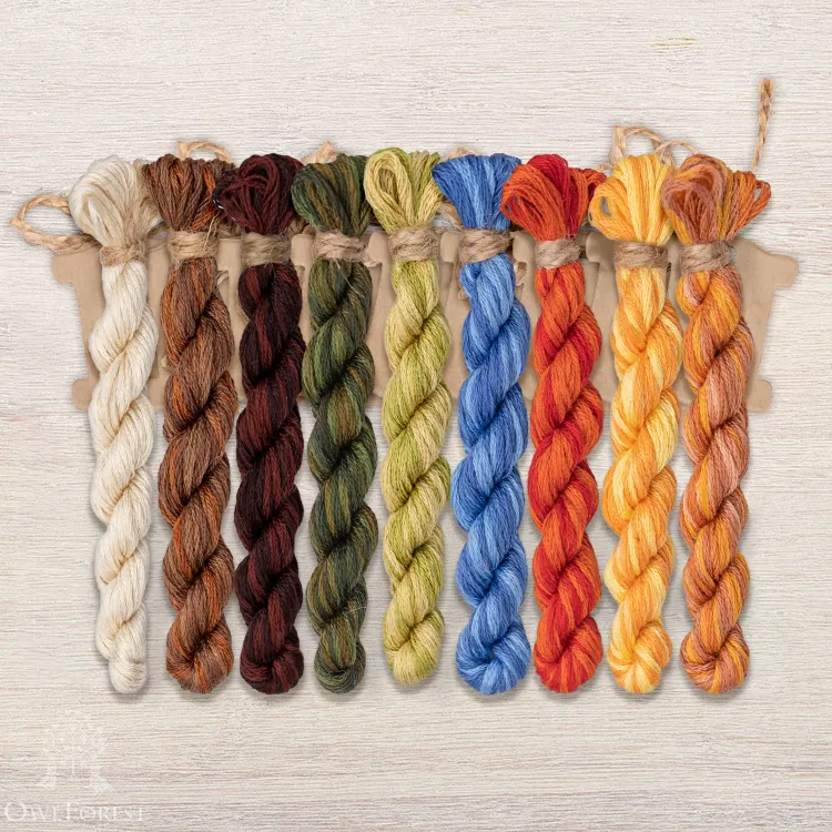Set of OwlForest Hand-Dyed Threads for “The Little Wood Folk.  Ladybugs” Chart (DMC)