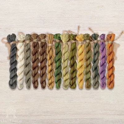 Set of OwlForest Hand-Dyed Threads for the “Bear Forest” Chart (Thread Trade n.a. Kirov)