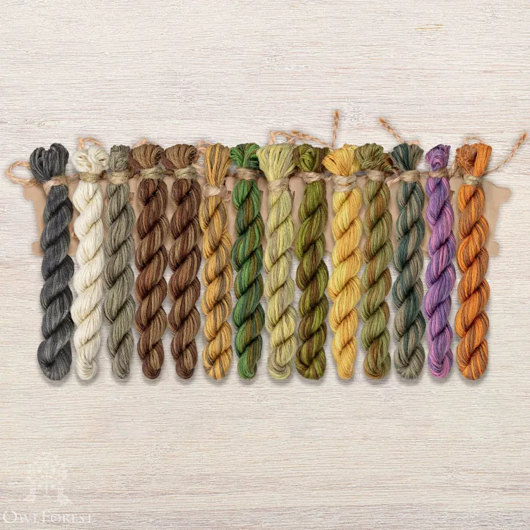 Set of OwlForest Hand-Dyed Threads for the “Bear Forest” Chart (Thread Trade n.a. Kirov)