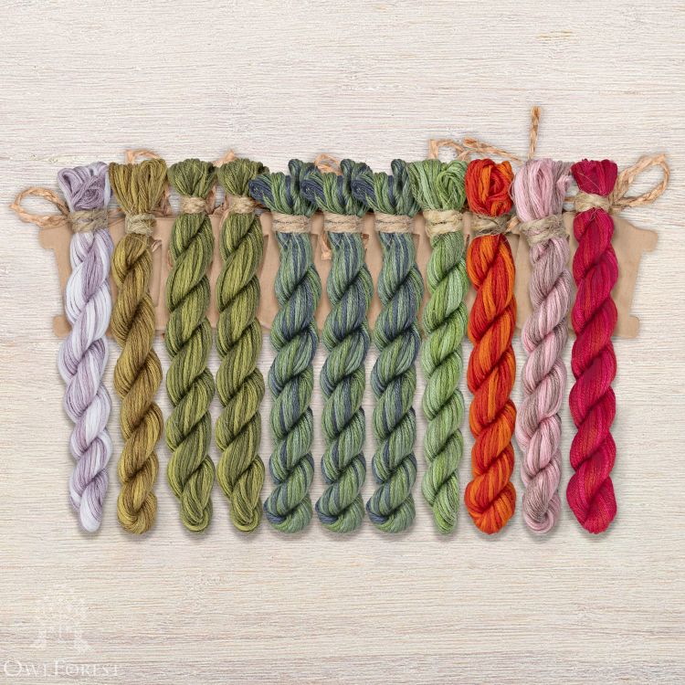 Set of OwlForest Hand-Dyed Threads for the “Herbs and Flowers” Chart (Thread Trade n.a. Kirov)