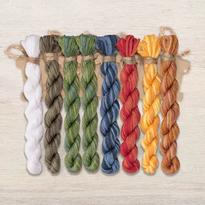 Set of OwlForest Hand-Dyed Threads for the “Spirited Rooster” Chart (DMC)