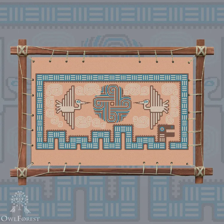 Printed embroidery chart “Mesoamerican Motifs. Serpent” 3 colors