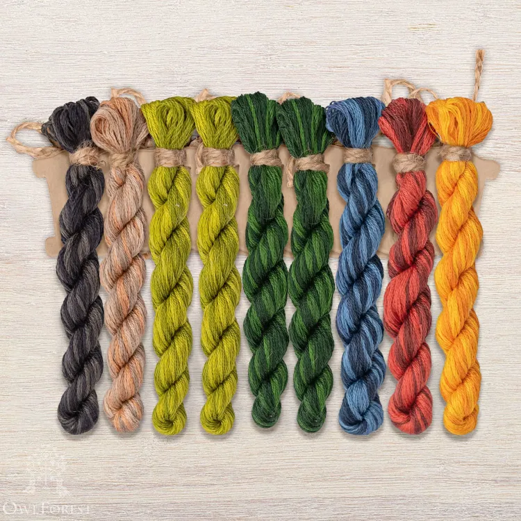 Set of OwlForest Hand-Dyed Threads for the “Forest of Wonders” Chart (DMC)