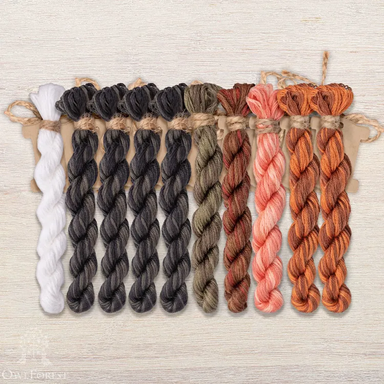 Set of OwlForest Hand-Dyed Threads for the “Fluffy Cats” Chart (DMC)