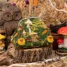 “Mushroom Owl” Cotton Kiss Clasp Pouch