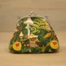 “Mushroom Owl” Cotton Kiss Clasp Pouch