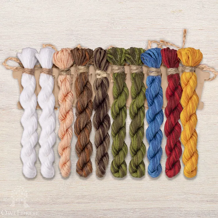 Set of OwlForest Hand-Dyed Threads for the “Little Girl and the Swan-Geese” Chart (DMC)