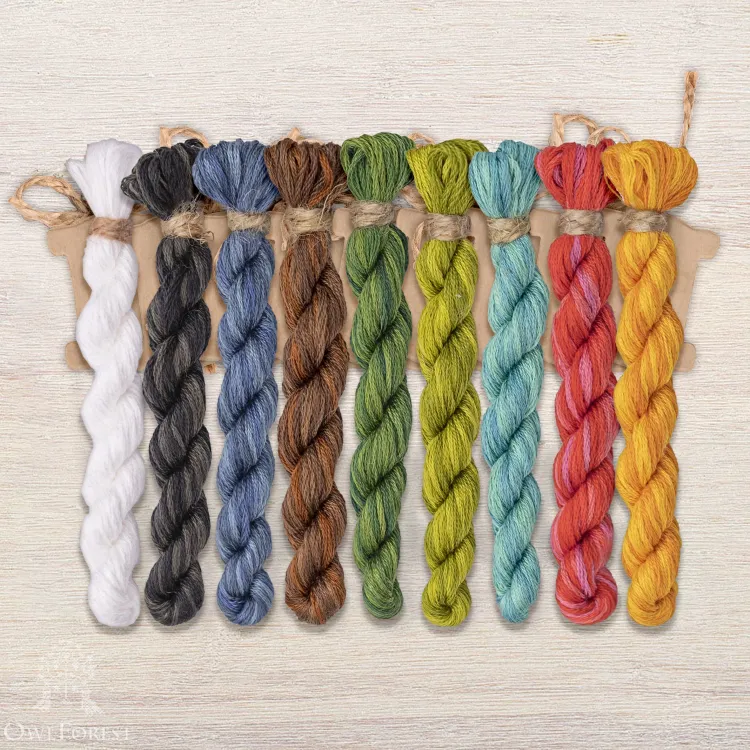 Set of OwlForest Hand-Dyed Threads for the “Lemuria. Chameleon” Chart (DMC)