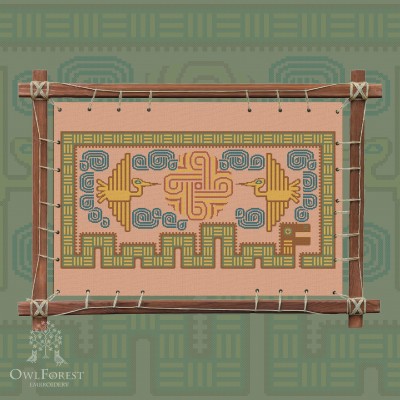 Printed embroidery chart “Mesoamerican Motifs. Serpent” 5 colors