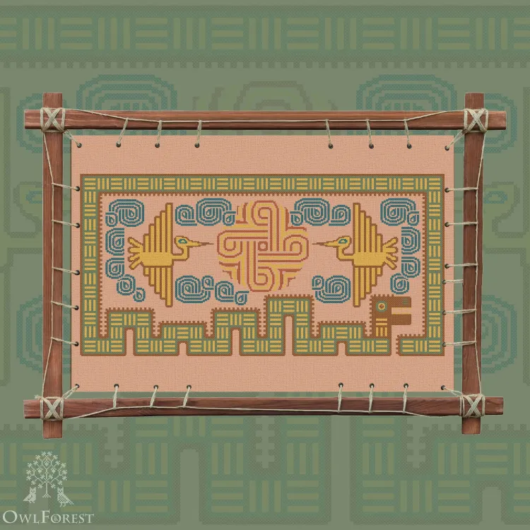 Printed embroidery chart “Mesoamerican Motifs. Serpent” 5 colors